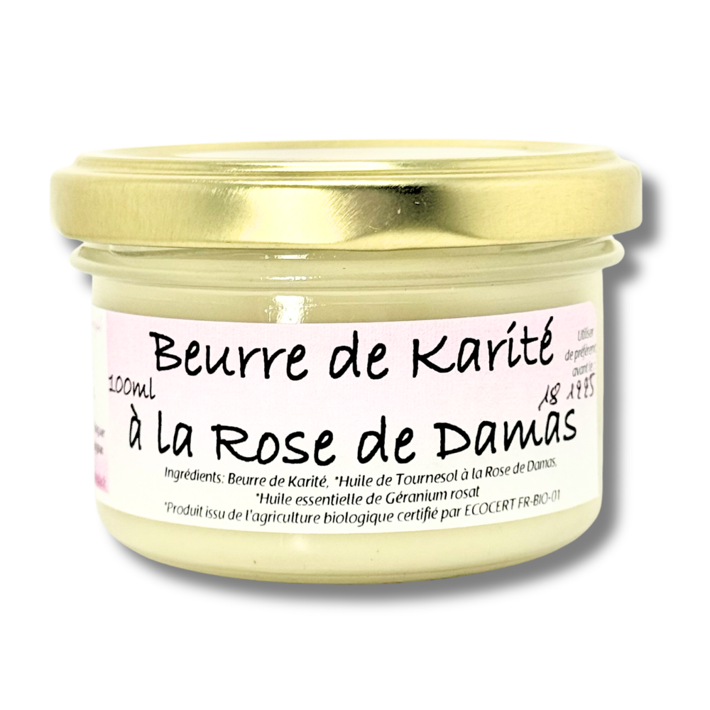 Beurre de karité rose de damas - 100 gr