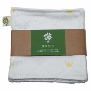 Lot de 5 carrés démaquillant taupe 100% BIO - 11 x 11 cm